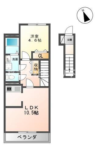 レガシィ(1LDK/2階)の間取り写真