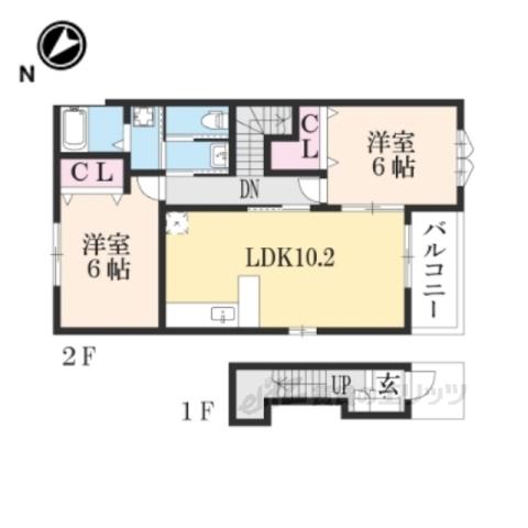 ポート リジェールⅣ(2LDK/2階)の間取り写真
