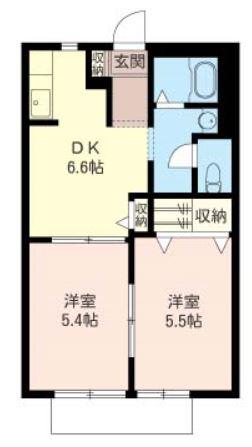 FLAT-B(2DK/1階)の間取り写真