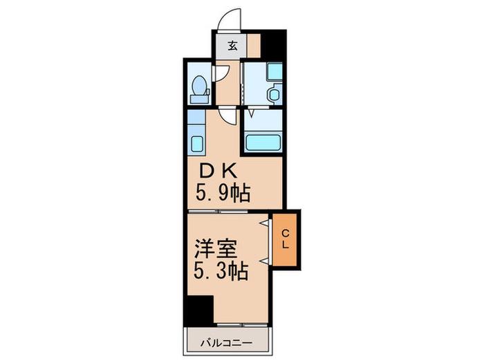 THE SQUARE・GRAND RESIDENCE(1DK/2階)の間取り写真