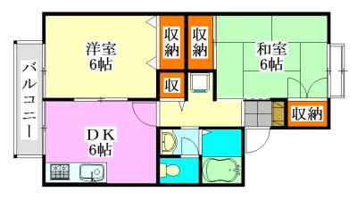 パークハイムウエクサ(2DK/2階)の間取り写真