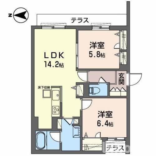 ブルーメハイム(2LDK/1階)の間取り写真