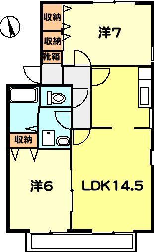 T-NET グリーンハイム96(2LDK/1階)の間取り写真