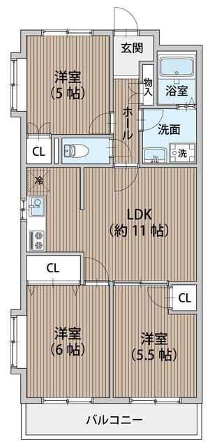 メゾン・ラポームII(3LDK/4階)の間取り写真