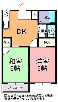 エルディム立原(2DK/2階)の間取り写真
