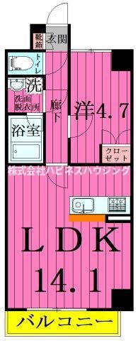 フジIII(1LDK/4階)の間取り写真