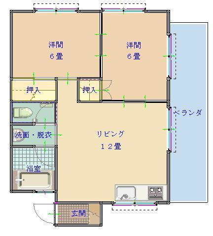 マンションHAPPY(2LDK/3階)の間取り写真