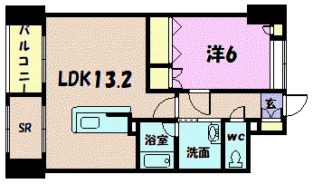 ディークレスト幸西 ブラン(1LDK/6階)の間取り写真