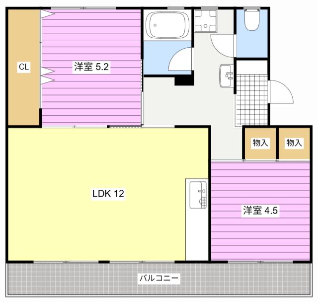 芳川マンション(2LDK/2階)の間取り写真