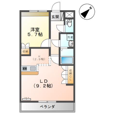 メゾン・ルミナスI(1LDK/2階)の間取り写真