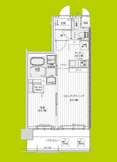 サザンネスト住ノ江駅前(1LDK/4階)の間取り写真