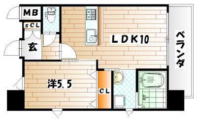 アクシオ小倉(1LDK/8階)の間取り写真