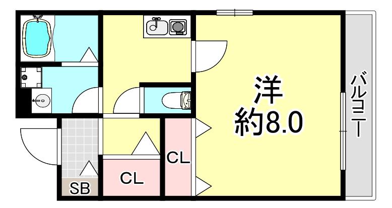 クレール上祇園(1K/1階)の間取り写真