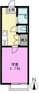 シャトル南越谷(1K/1階)の間取り写真