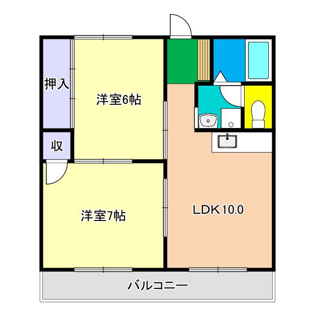 レジデンス藤(2DK/2階)の間取り写真