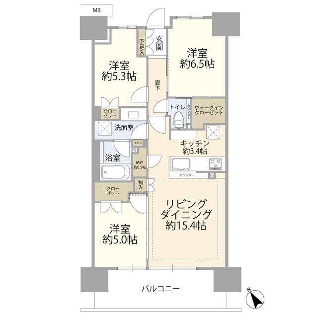 パークホームズLALA南船橋ステーションプレミア(3LDK/9階)の間取り写真