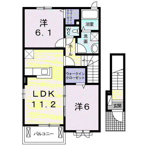 2020年築 八街市東吉田2LDK(2LDK/2階)の間取り写真