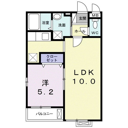 フルー リール(1LDK/2階)の間取り写真