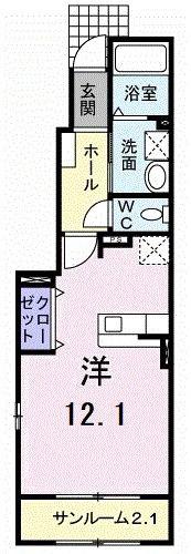 グッド・ラック1(ワンルーム/1階)の間取り写真