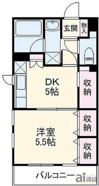ウィンベルデュエット本川越(1DK/4階)の間取り写真