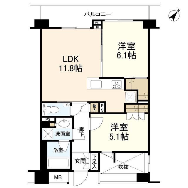 ルフォン不動前(2LDK/3階)の間取り写真
