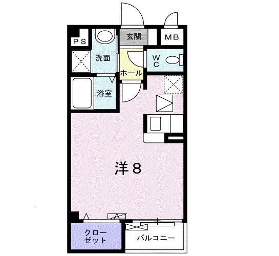 パレット法蓮(1K/1階)の間取り写真