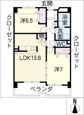 エムロード(2LDK/3階)の間取り写真