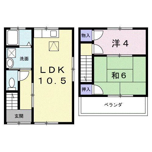 メゾネット畑中(2LDK/1階)の間取り写真