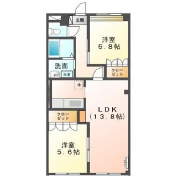 フォン・ヴィラージュII(2LDK/1階)の間取り写真