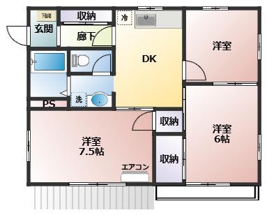 オリエックスハイム(3DK/1階)の間取り写真