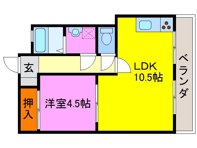 北野マンション(1LDK/3階)の間取り写真