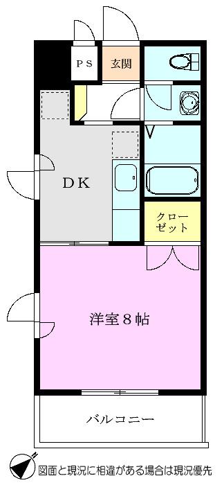東武東上線 朝霞駅 徒歩1分 8階建 築24年(1DK/5階)の間取り写真