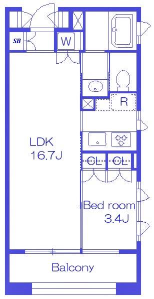 住吉コートクイースト(1LDK/5階)の間取り写真