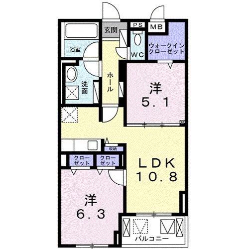SUNRISE SHOU(2LDK/2階)の間取り写真