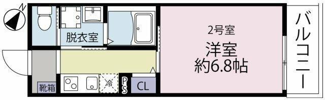 ルミア南林間(1K/2階)の間取り写真