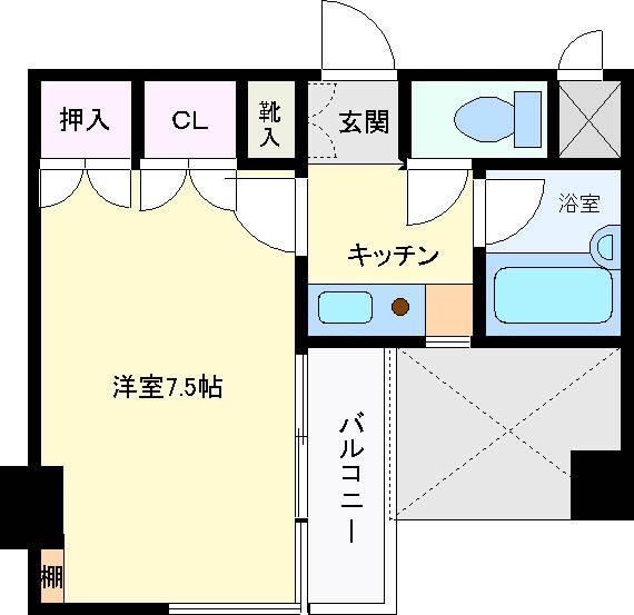 グリーンキャピタル材木町第1(1K/8階)の間取り写真