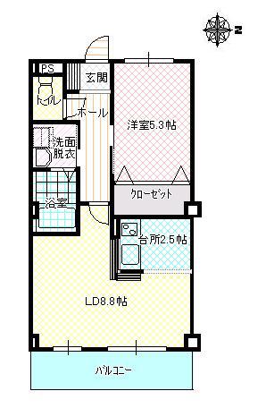 プレゼンス白石(1LDK/2階)の間取り写真