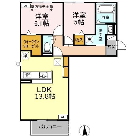 プリムヴェール(2LDK/1階)の間取り写真