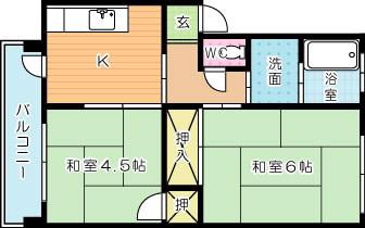 グリーンマンション(2K/2階)の間取り写真