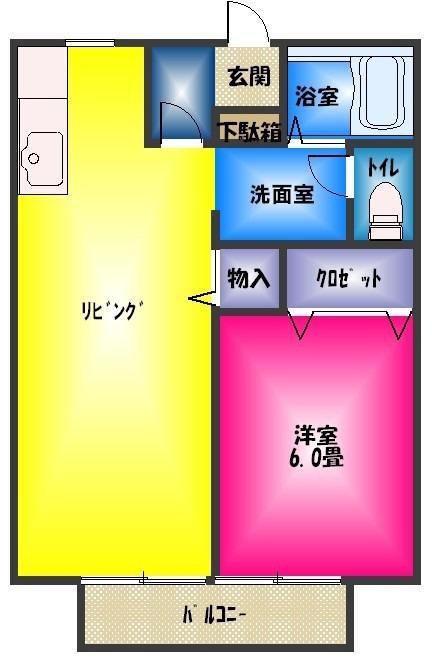 サンビレッジ南一色H(1LDK/1階)の間取り写真