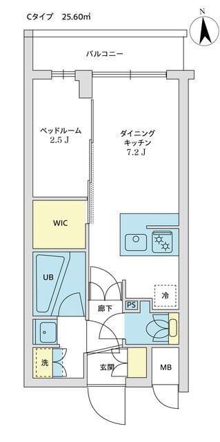 アジールコート豪徳寺(1DK/4階)の間取り写真