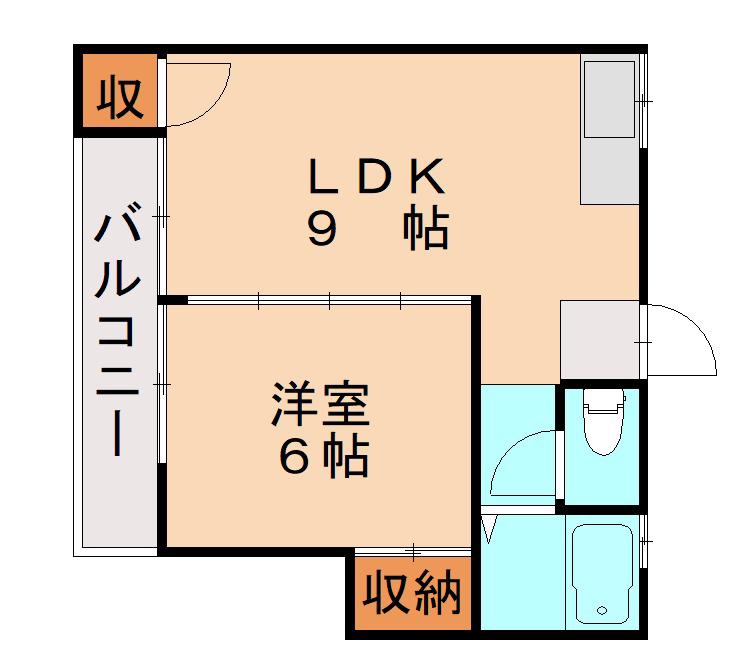 コーポ浮羽(1LDK/2階)の間取り写真