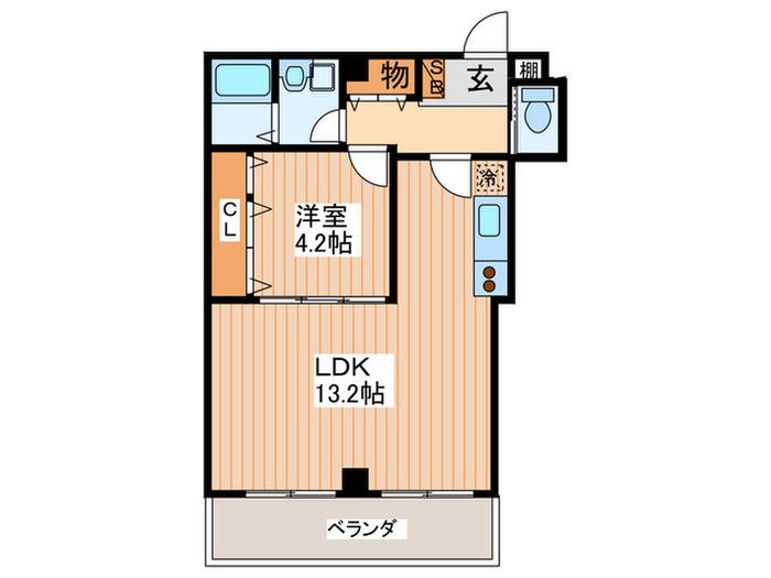 ルミエール星田(1LDK/2階)の間取り写真