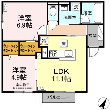 RESUA南大通(2LDK/2階)の間取り写真