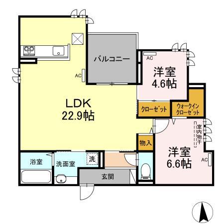 エグレットテラス(2LDK/2階)の間取り写真