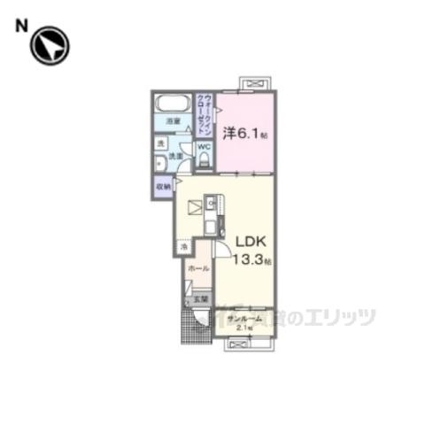 ヴェルデスリール1(2LDK/1階)の間取り写真