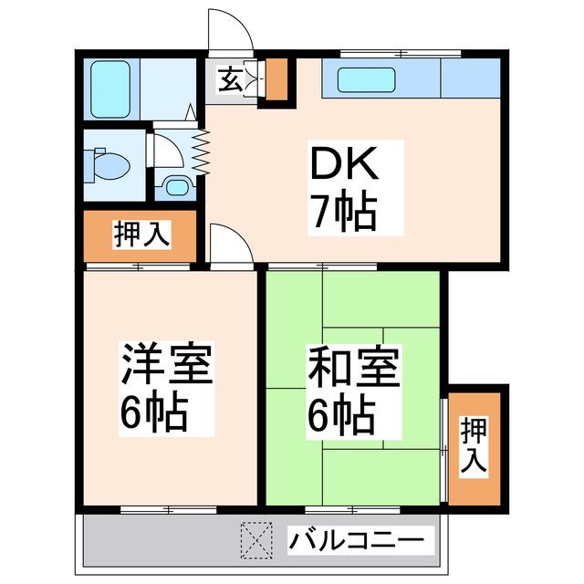 西本ハイツ(2DK/3階)の間取り写真