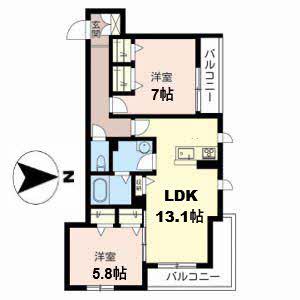 シャーメゾン沢之町(2LDK/3階)の間取り写真