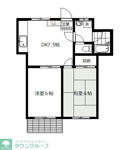 青ビル(2DK/3階)の間取り写真