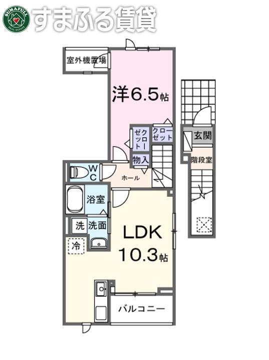 向日葵之颯I(1LDK/2階)の間取り写真